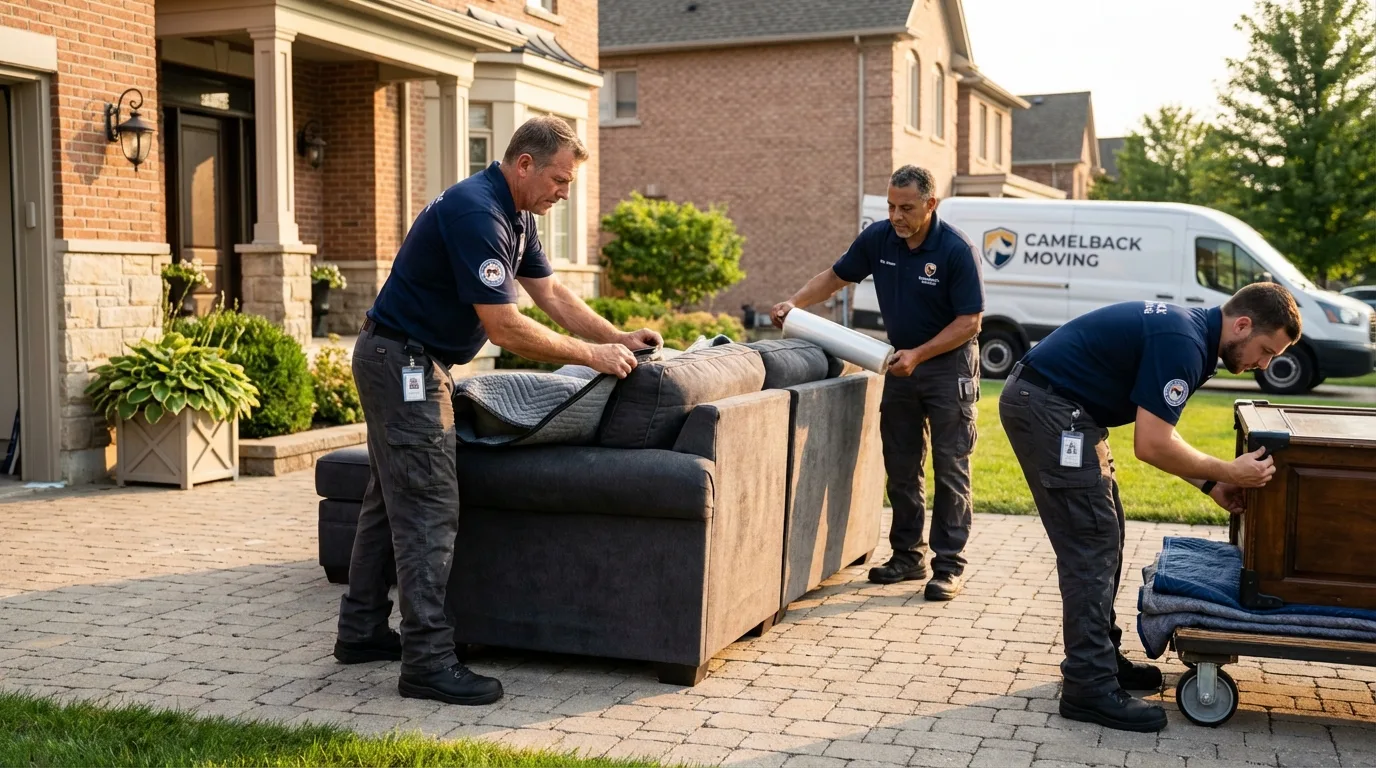 Large estate moving crew wrapping furniture in Hickory Hills, IL