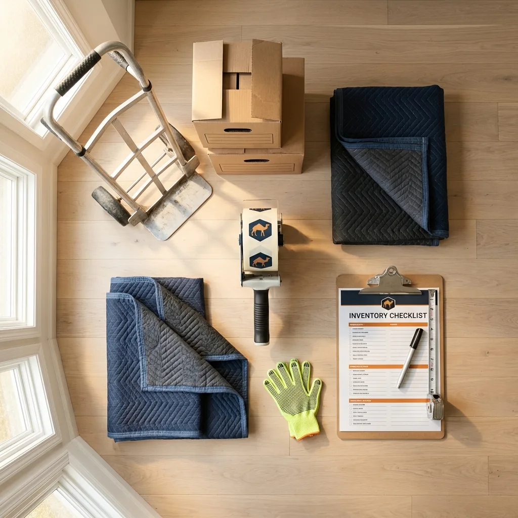 Professional moving supplies and packing materials layout for Hickory Hills residential relocations